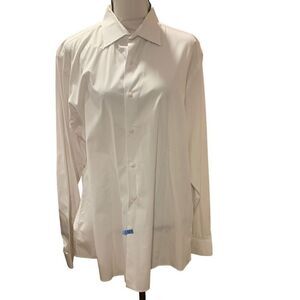 Ben‎ Sherman Stretchy Cotton White Button Down L/S Men Shirt 34-35, 16-1/2” Neck